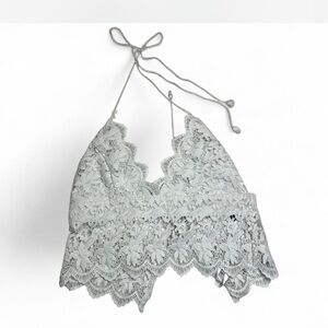 Stella Laguna Beach White Lace Halter Crop Top